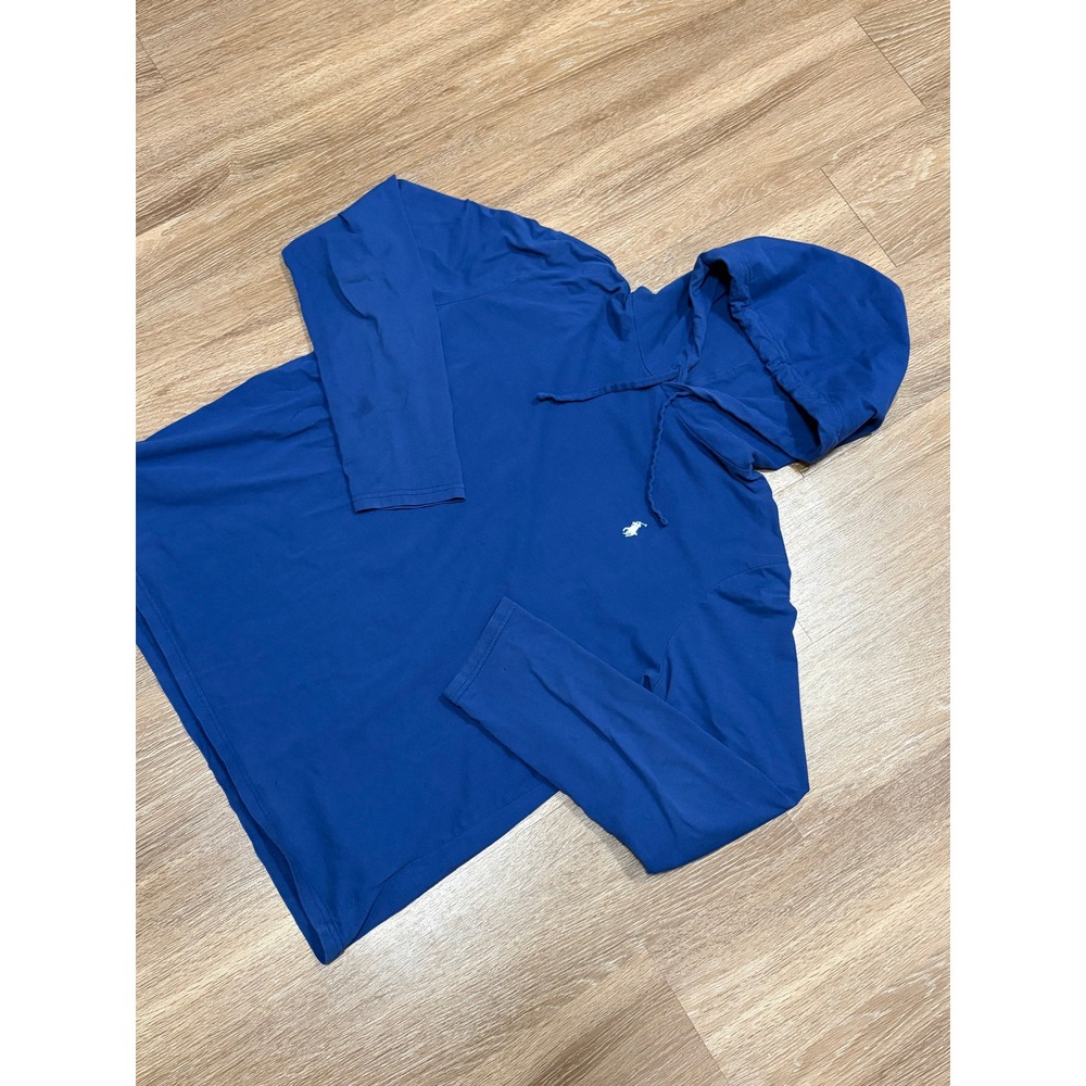 Polo Ralph Lauren Mens Royal Blue Hooded Long Sleeve T-Shirt Size L Pony Logo